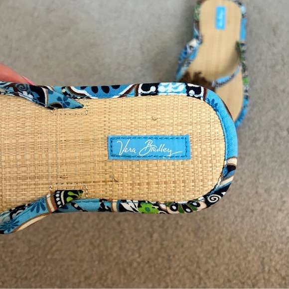 Floral Blue and Brown Women's Sandals - Picture 2 of 4